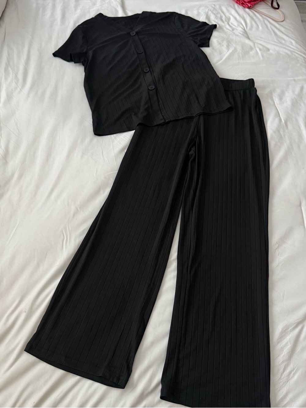 Black Wide-Leg Knit Pants - Women's Comfort Style size S